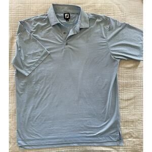 FootJoy Shirt Men XL Blue Stripe Self Collar Polo Golf